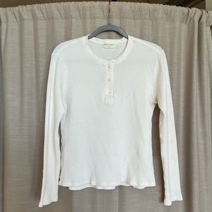 Aritzia Denim Forum Flannel Long Sleeve Shirt White size L